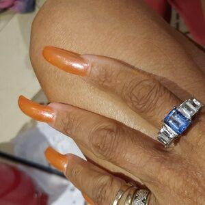 MASSIVE 14CTTW NEON APATITE & DIAMOND BELLE LUCE RING GENUINE STERLING SILVER